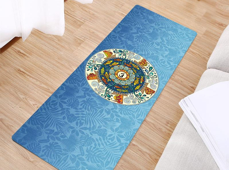 Foldable Machine Washable Lightweight Portable Yoga Mat Sweat-absorbent Non-slip Suede Natural Rubber Printed Yoga Mat Towel