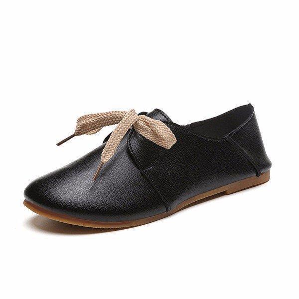 Pu Pure Color Casual Slip On Comfort Shoes For Women