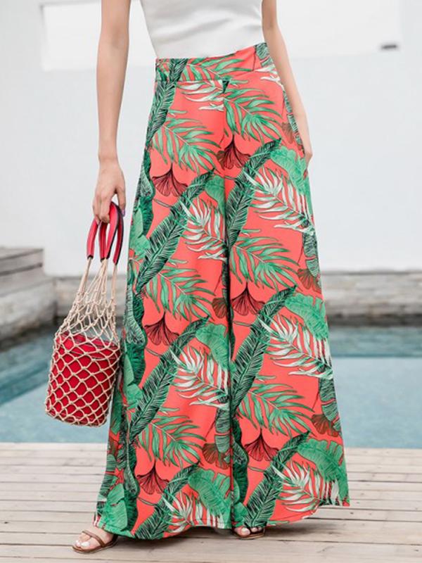 Casual Bohemian Beach High Waist Wide Leg Pants