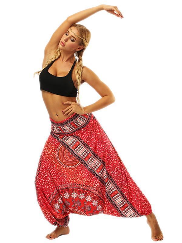 National Wind Style Digital Print Loose Women's Fitness Yoga Pants Leisure Lantern Yoga Pants