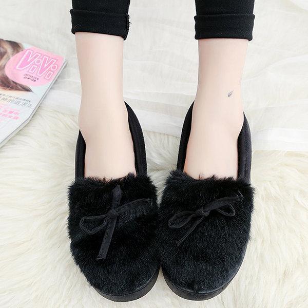 Keep Warm Fur Lining Suede Soft Flat Platform Loafers For Women