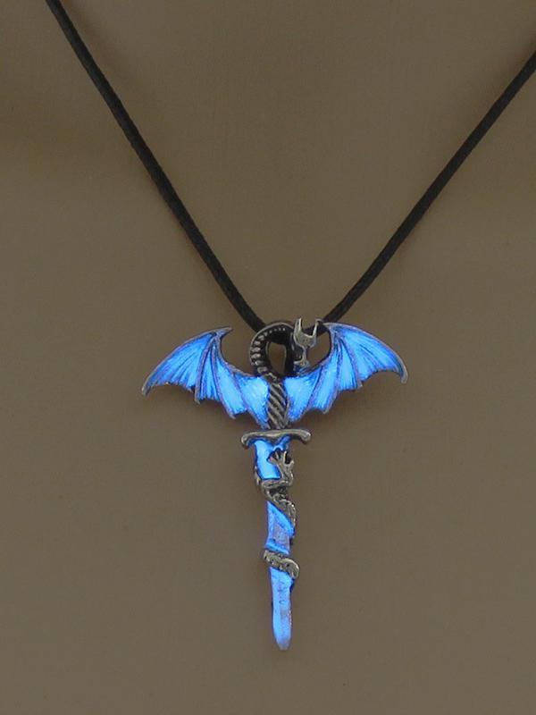 Vintage Cross Dragon Luminous Pendant Necklace