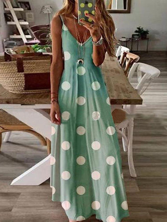 Bohemian Dot Printed Dress Suspender Dress