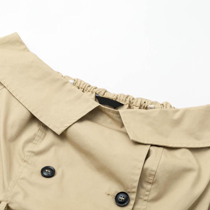 Solid Color Sexy Off Shoulder Belt Trench Coat