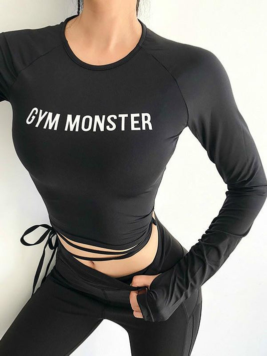 Solid Long Sleeve Yoga Crop Top Gym Shirts For Women Workout Shirts With Thumb Holes Fitness Running Sport T-shirts Training Top