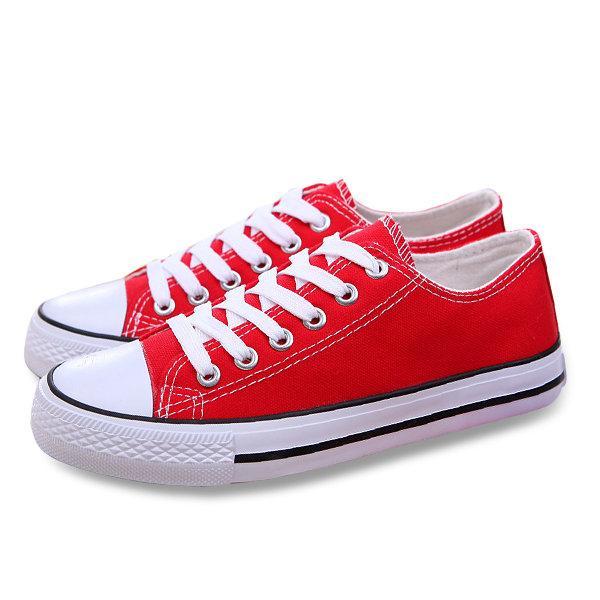 Big Size Canvas Candy Color Lace Up Casual Shoes