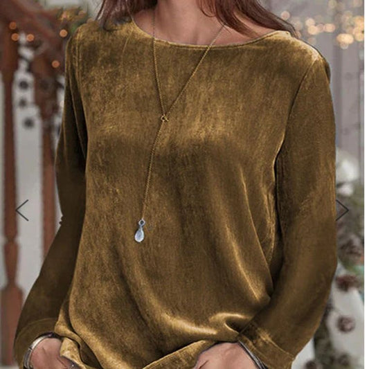 Autumn and winter fashion new women's solid color casual crewneck pullover velvet sweatshirt