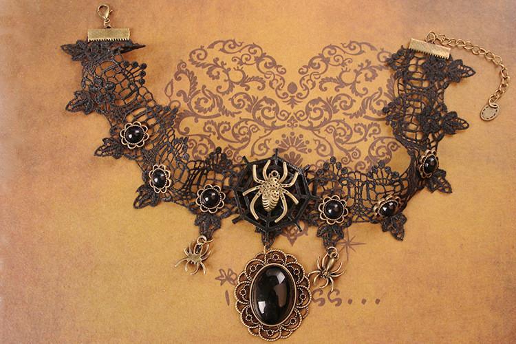 Halloween Gothic Style Lace Necklace Spider Necklace Female Retro Necklace