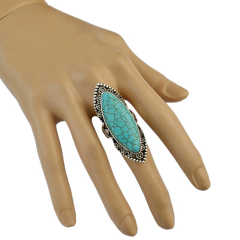 Vintage Bohemian Natural Stone Turquoise Adjustable Rings Jewelry