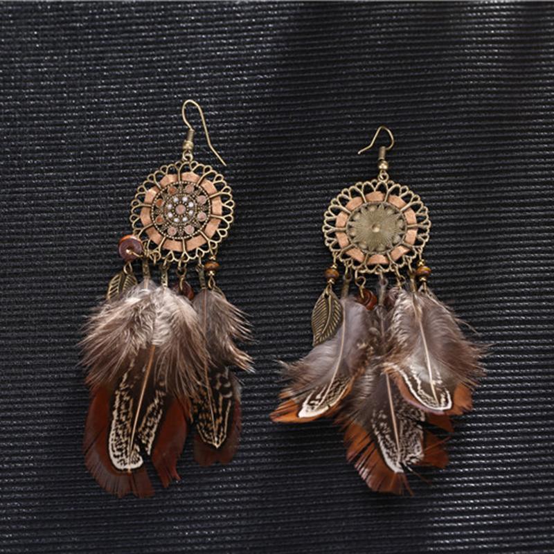 Bohemia Feather Tassels Earrings Accessories