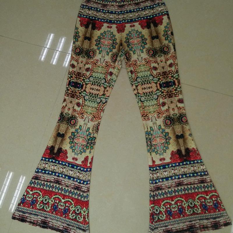 Hippie Elastic Stretch Boho Flare Pants