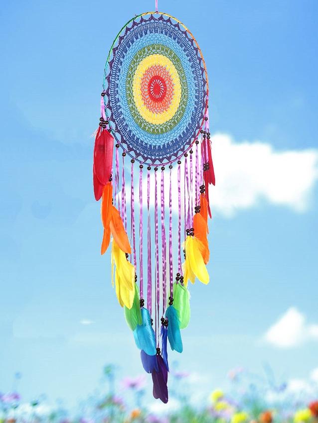 Handmade Colorful Feathers Long Dream Catcher Wall Decoration