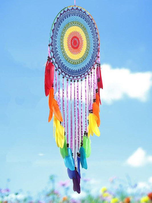 Handmade Colorful Feathers Long Dream Catcher Wall Decoration