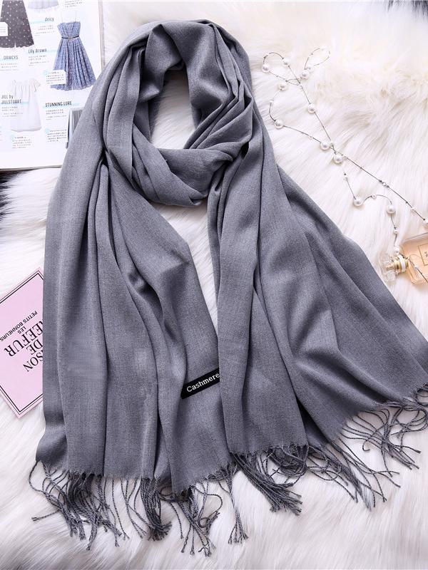 Winter Solid Color Warm Long Imitation Cashmere Shawls Scarf