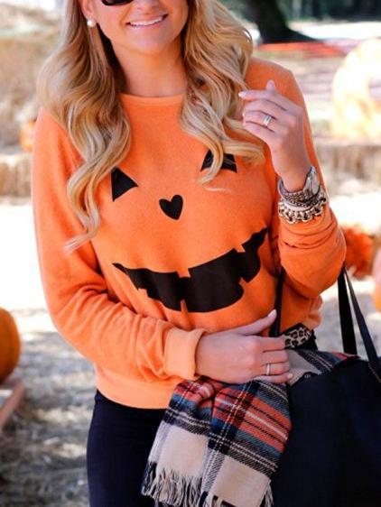 Women Fashion Hot Halloween Party Pumpkin Sweatshirt Tops