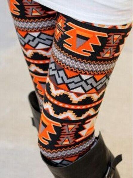 Orange Geometric Pattern Leggings