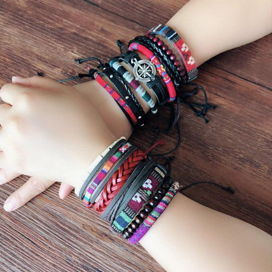 Vintage Multilayer Leather Handmade Rope Braided Bracelet