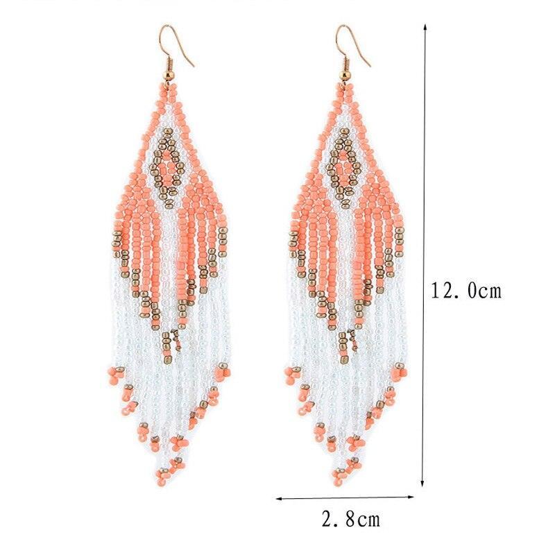 Bohemian Multicolour Seed Beaded Drop Dangle Earrings