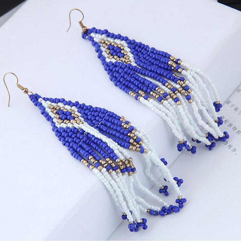 Bohemian Multicolour Seed Beaded Drop Dangle Earrings