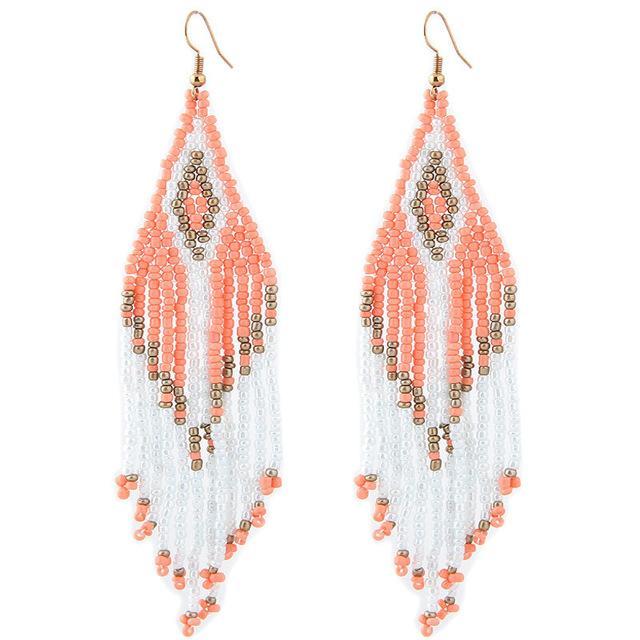 Bohemian Multicolour Seed Beaded Drop Dangle Earrings