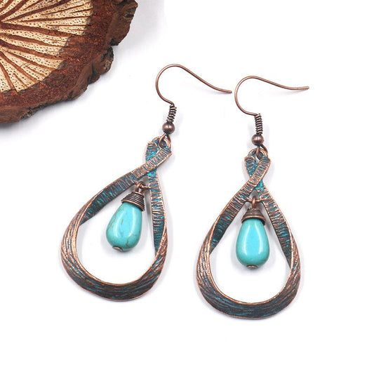 Vintage Water Drop Stone Dangle Earrings For Women