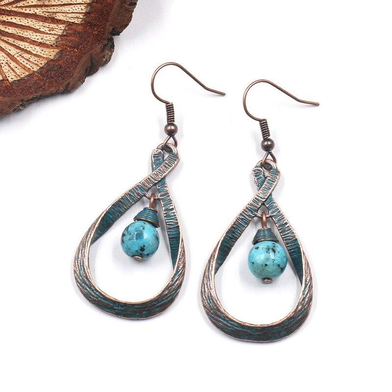 Vintage Water Drop Stone Dangle Earrings For Women