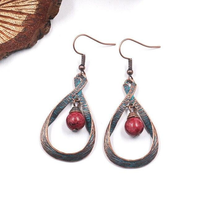 Vintage Water Drop Stone Dangle Earrings For Women