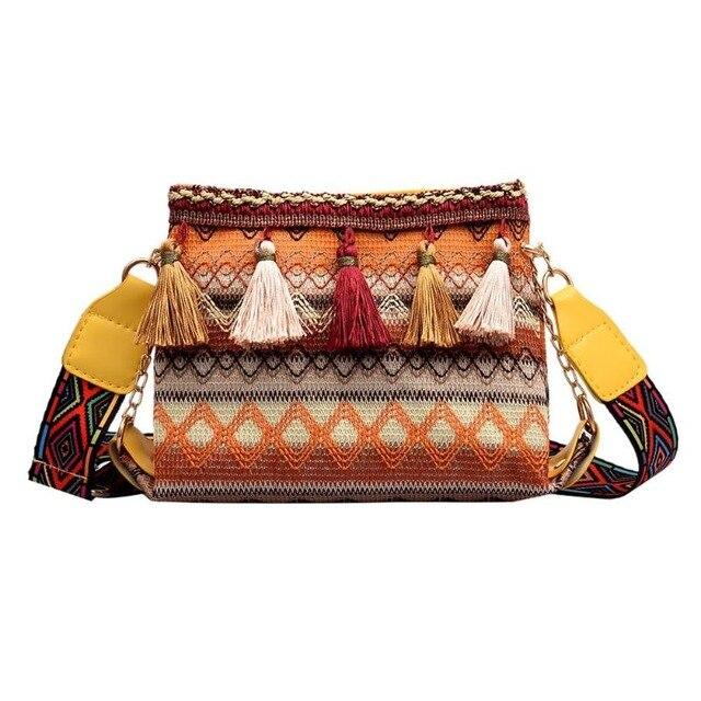 Bucket Fringed Spike Pocket Straw Ethnic Style shoulder Bags