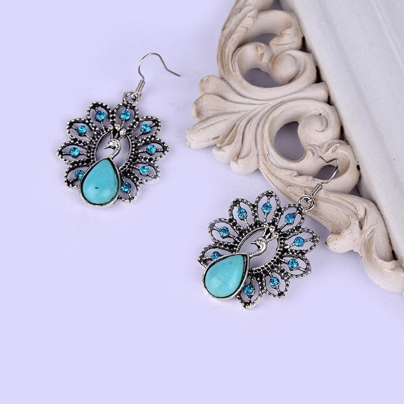 Boho Peacock Stone Pendant Earring Jewelry