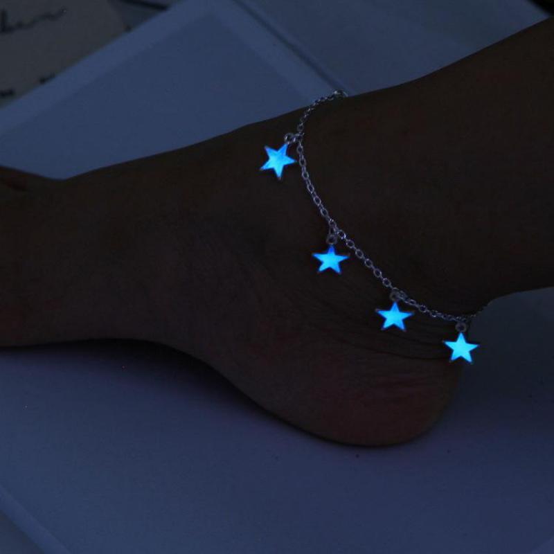 Luminous Ladies Beach Winds Blue Pentagon Star Anklet