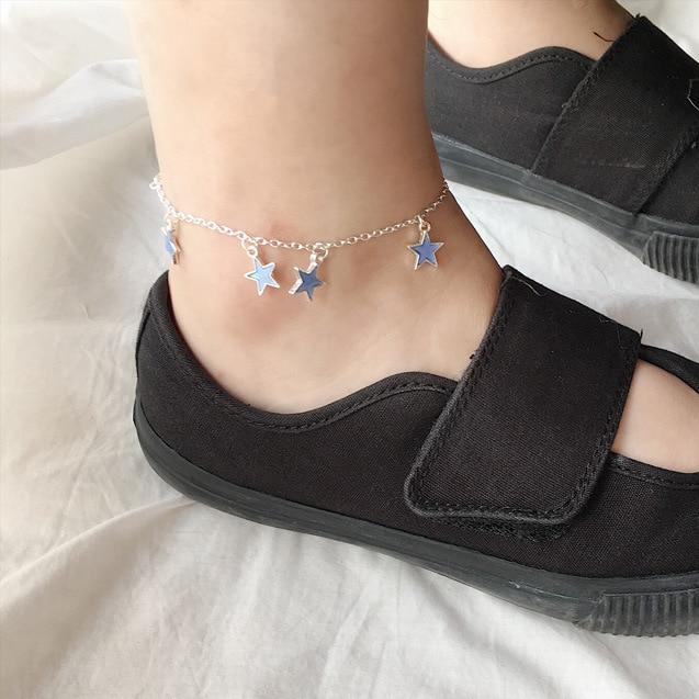 Luminous Ladies Beach Winds Blue Pentagon Star Anklet