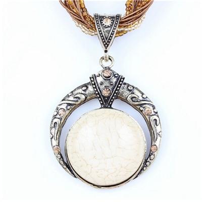 Female Vintage Choker Natural Stone Pendants Necklaces Big Boho Necklaces Ethnic Bohemian Jewelry Statement Bijoux Femme Mujer