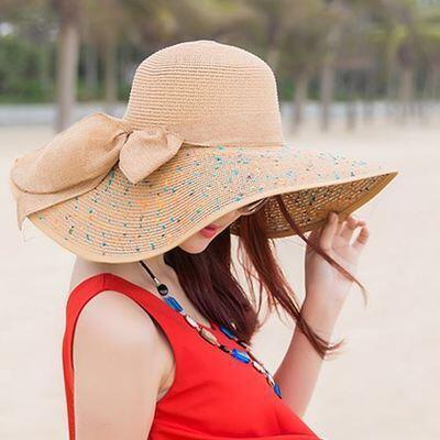 Large Brim Dots Floppy Hat Sun Hat Beach Women Hat Foldable Summer UV Protect Travel Casual Hat Female