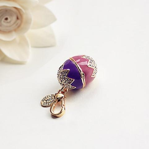 Easter Egg Bunny Charm Women Handbag Zipper Key Chains Moves Pendant For Girl Necklace Jewelry