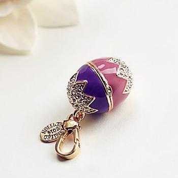 Easter Egg Bunny Charm Women Handbag Zipper Key Chains Moves Pendant For Girl Necklace Jewelry