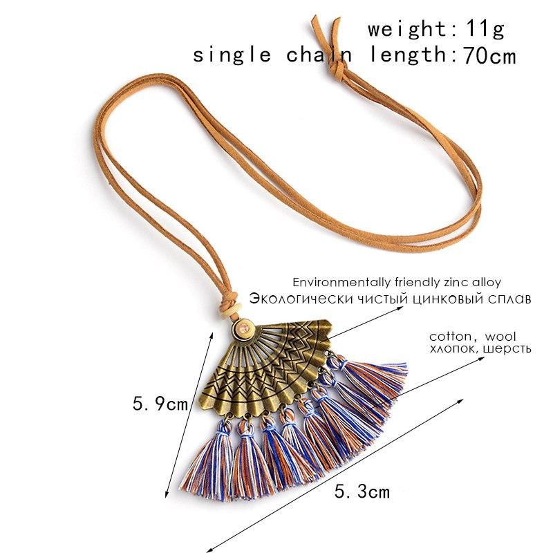 Bohemian Pendant Long Faux Suede Chain Tassel Necklace