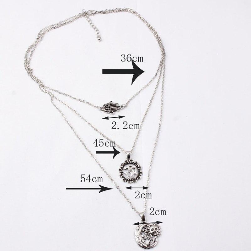 Alloy Moon Sun Choker Fashion Palm Multi-Layer Pendant Necklace For Women