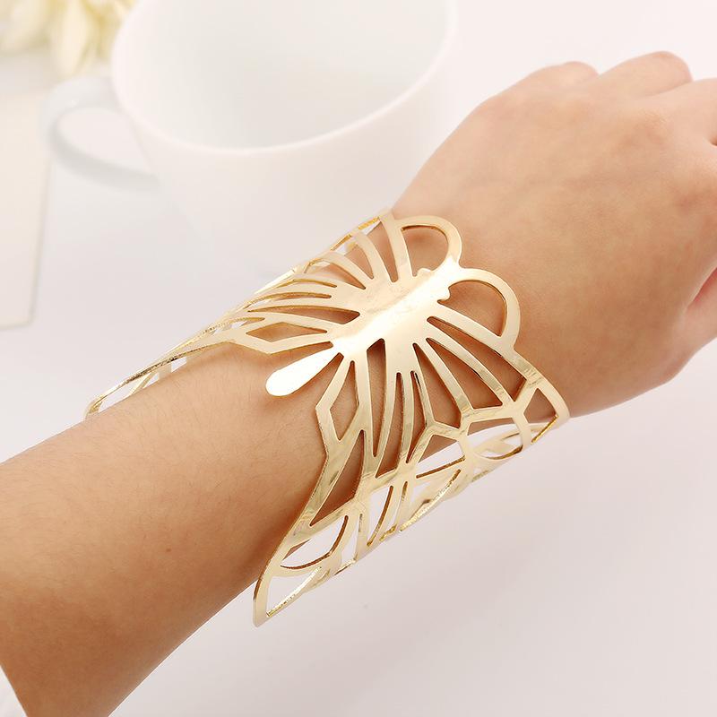 Metal Plated Hollow Butterfly Bangle Bracelet