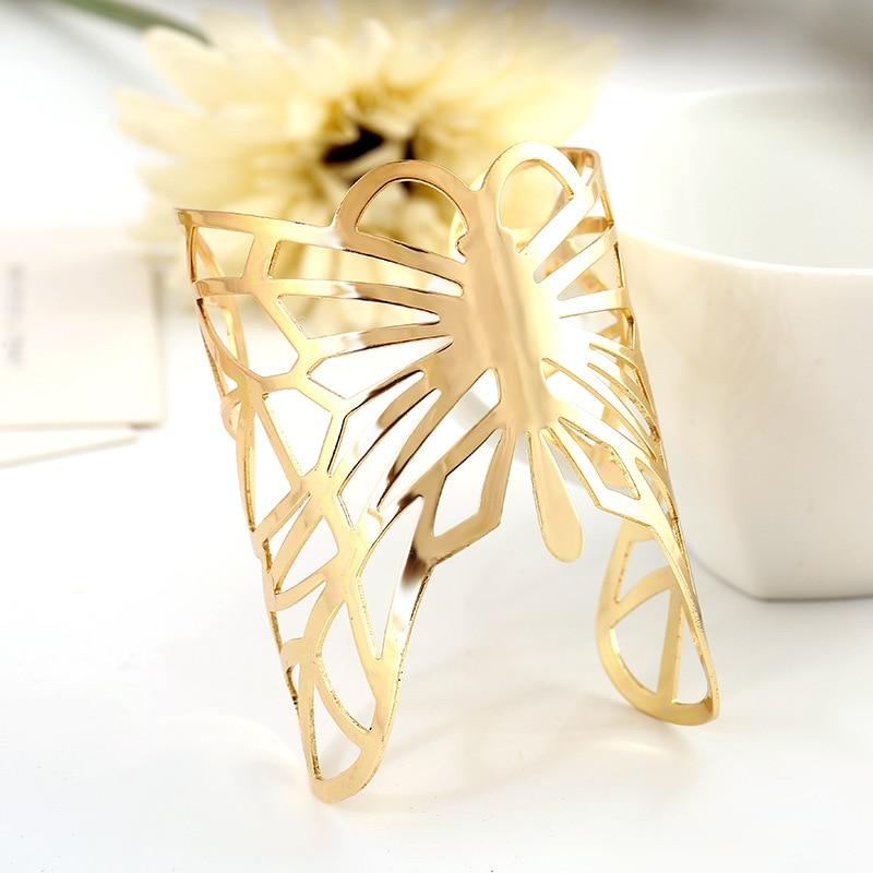 Metal Plated Hollow Butterfly Bangle Bracelet