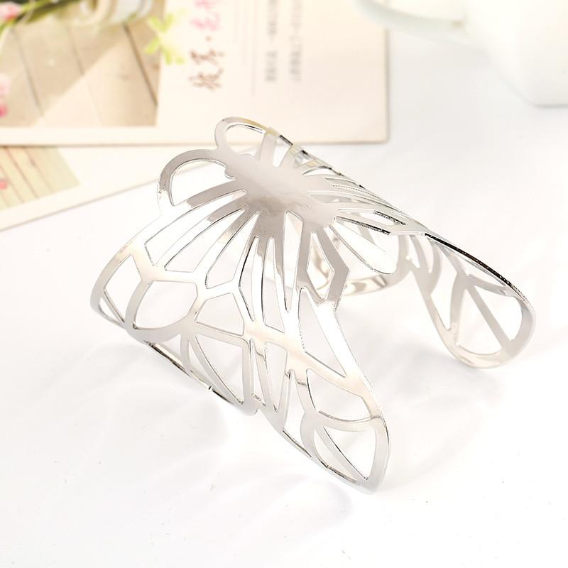 Metal Plated Hollow Butterfly Bangle Bracelet