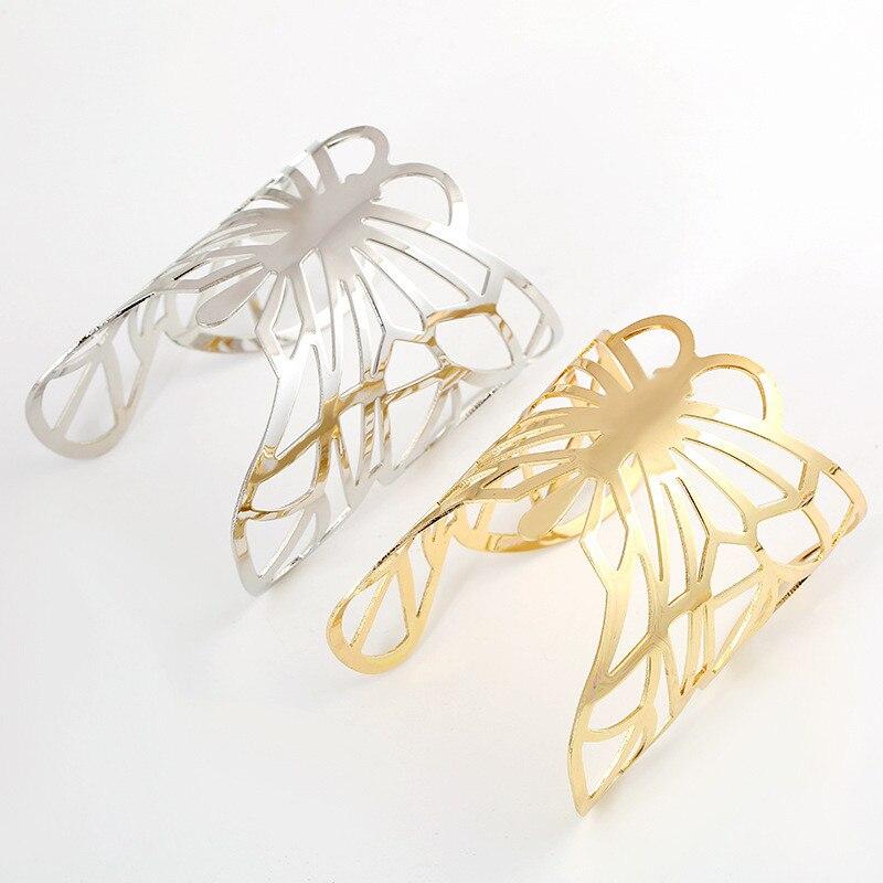 Metal Plated Hollow Butterfly Bangle Bracelet