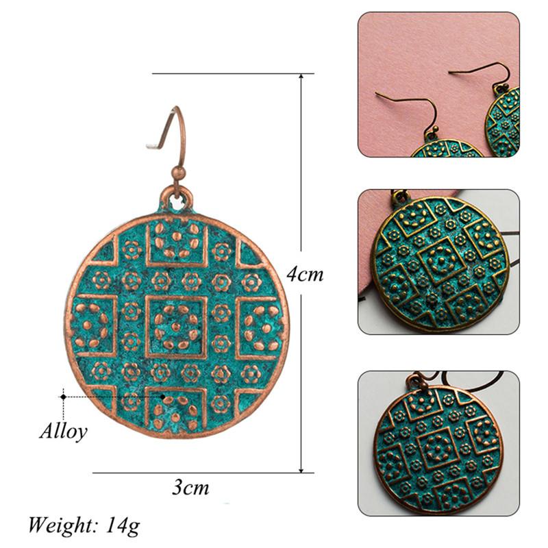 Bohemian Statement Exaggerated antique green metal water drop earrings for women