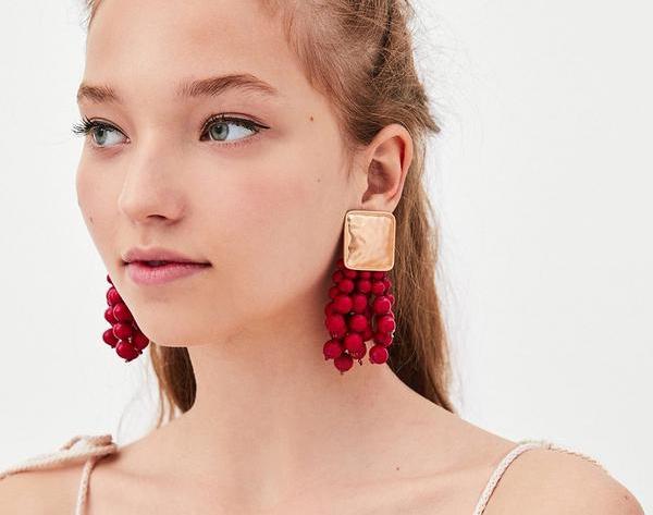 Long Beads Tassel Square Metal Handmade Charm Big Drop Earring