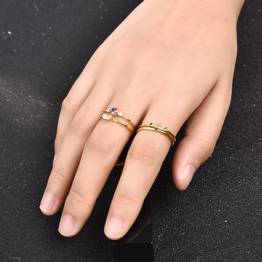 Fashion 4pcs Set Gold Color Plating Simple Boho Rings Women Zircon Bohemian Engagement Rings