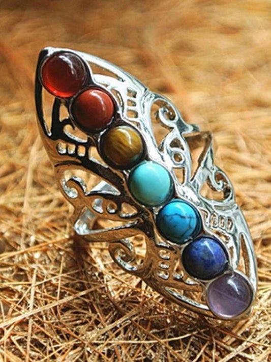 7 Chakra Healing Hollow Thumb Reiki Adjustable Ring