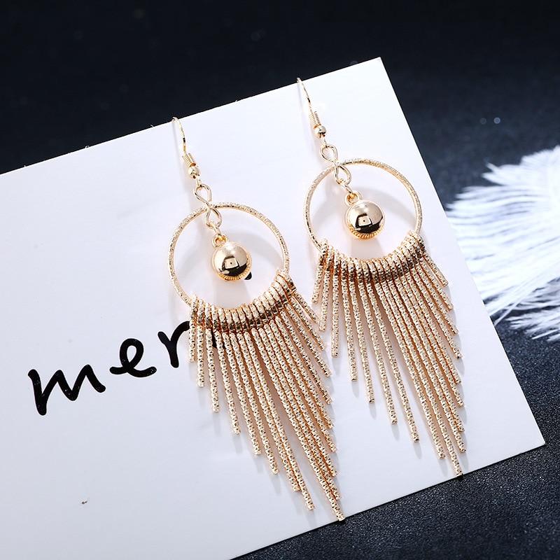 Vintage  Shiny Tassel Long Drop Dangle Earring  for Women