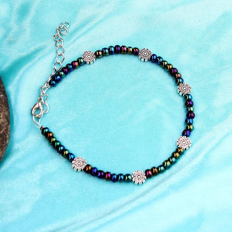 Bohemia Beads Vintage Leather Rope Leg Anklet Moon Sun Charm Beach Jewelry