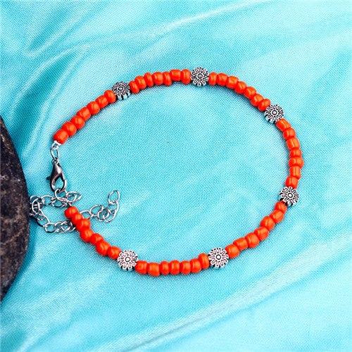 Bohemia Beads Vintage Leather Rope Leg Anklet Moon Sun Charm Beach Jewelry