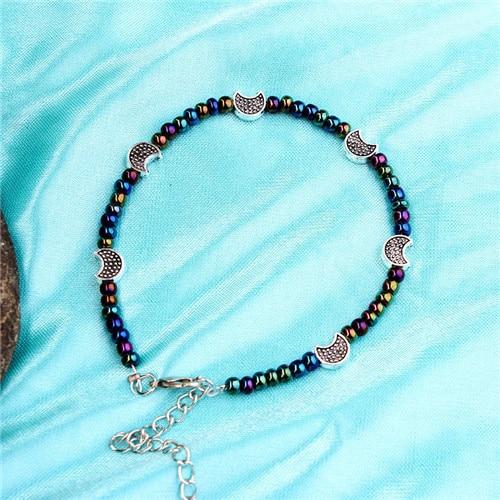 Bohemia Beads Vintage Leather Rope Leg Anklet Moon Sun Charm Beach Jewelry