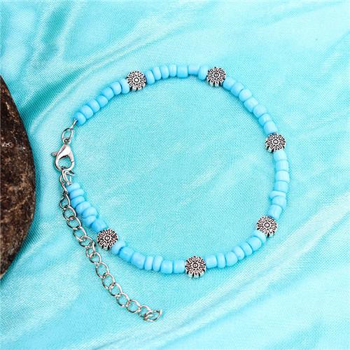 Bohemia Beads Vintage Leather Rope Leg Anklet Moon Sun Charm Beach Jewelry